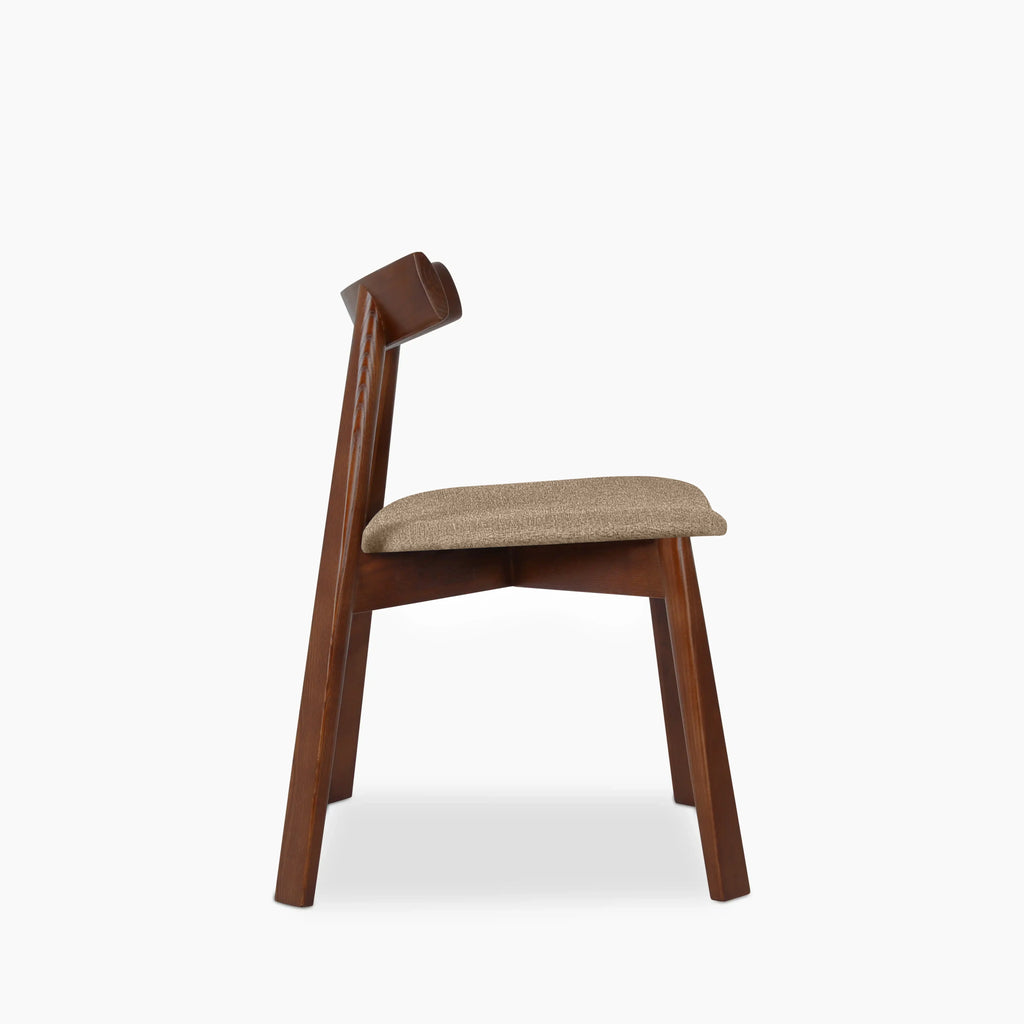 Clyde Wooden Dining Chair | Latte Sustainable Fabric & Walnut
