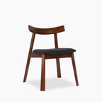 Clyde Wooden Dining Chair | Noir Black Faux Leather & Walnut