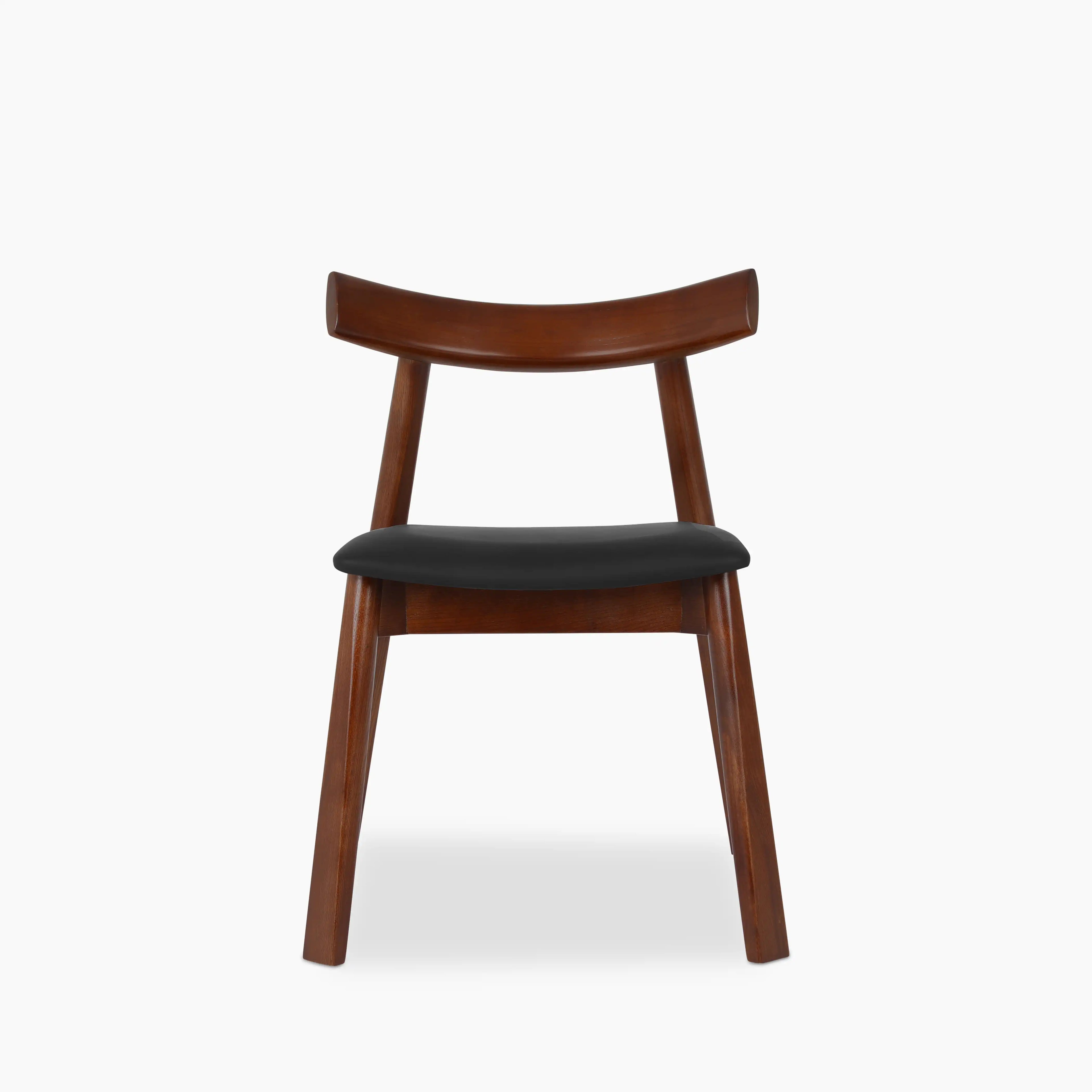 Clyde Wooden Dining Chair | Noir Black Faux Leather & Walnut