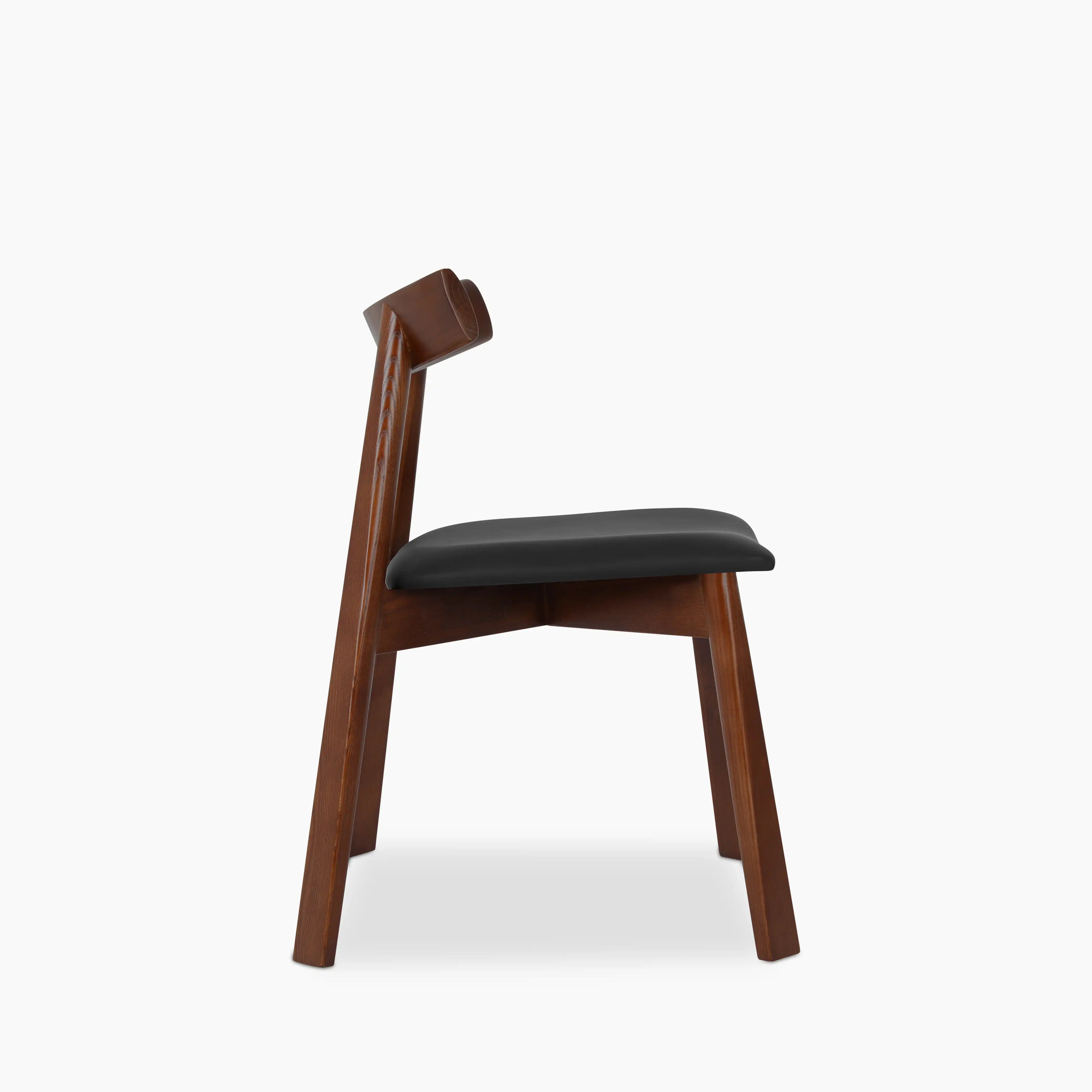 Clyde Wooden Dining Chair | Noir Black Faux Leather & Walnut