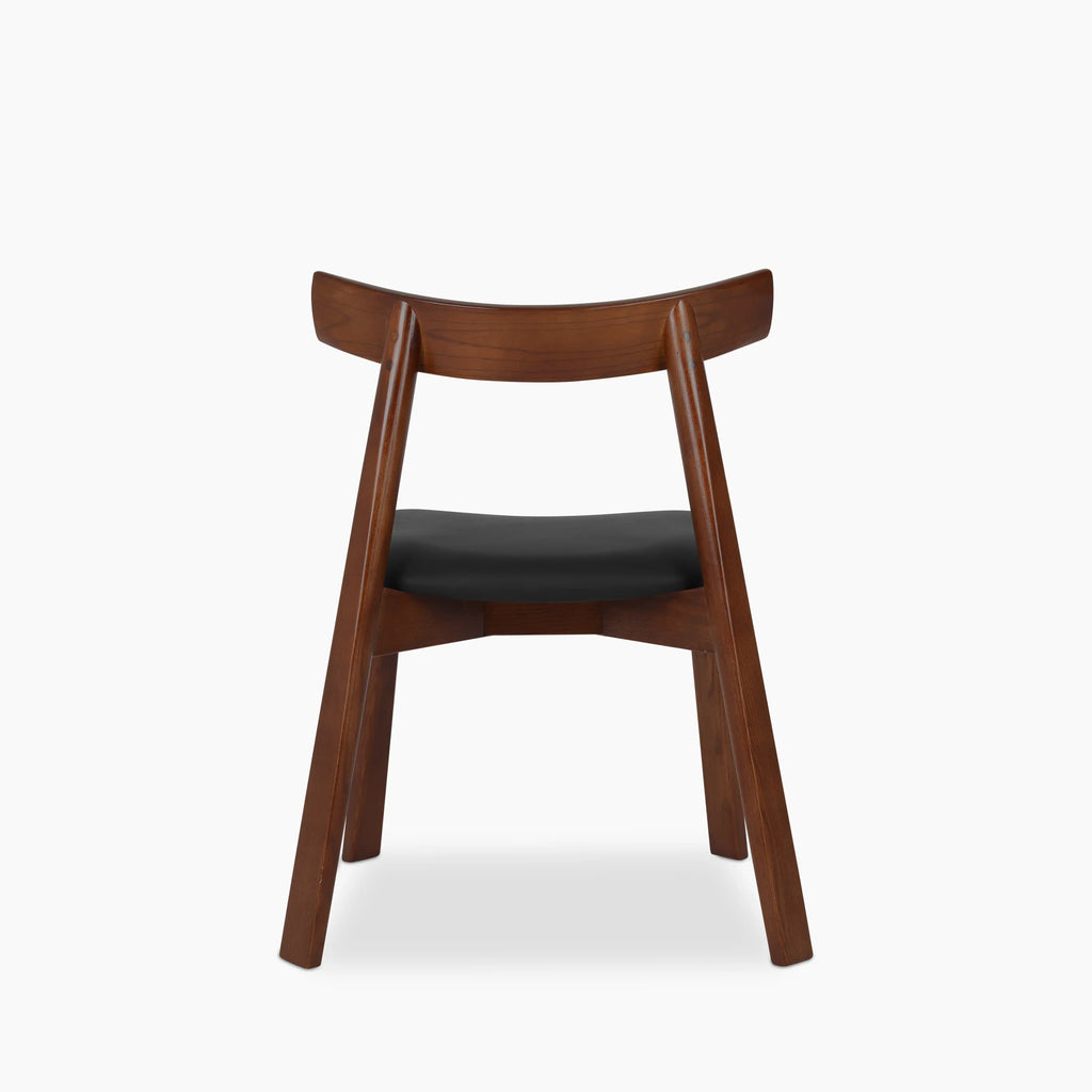 Clyde Wooden Dining Chair | Noir Black Faux Leather & Walnut