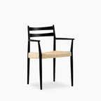 Caleb Wooden Carver Dining Chair | Natural Weave & Black