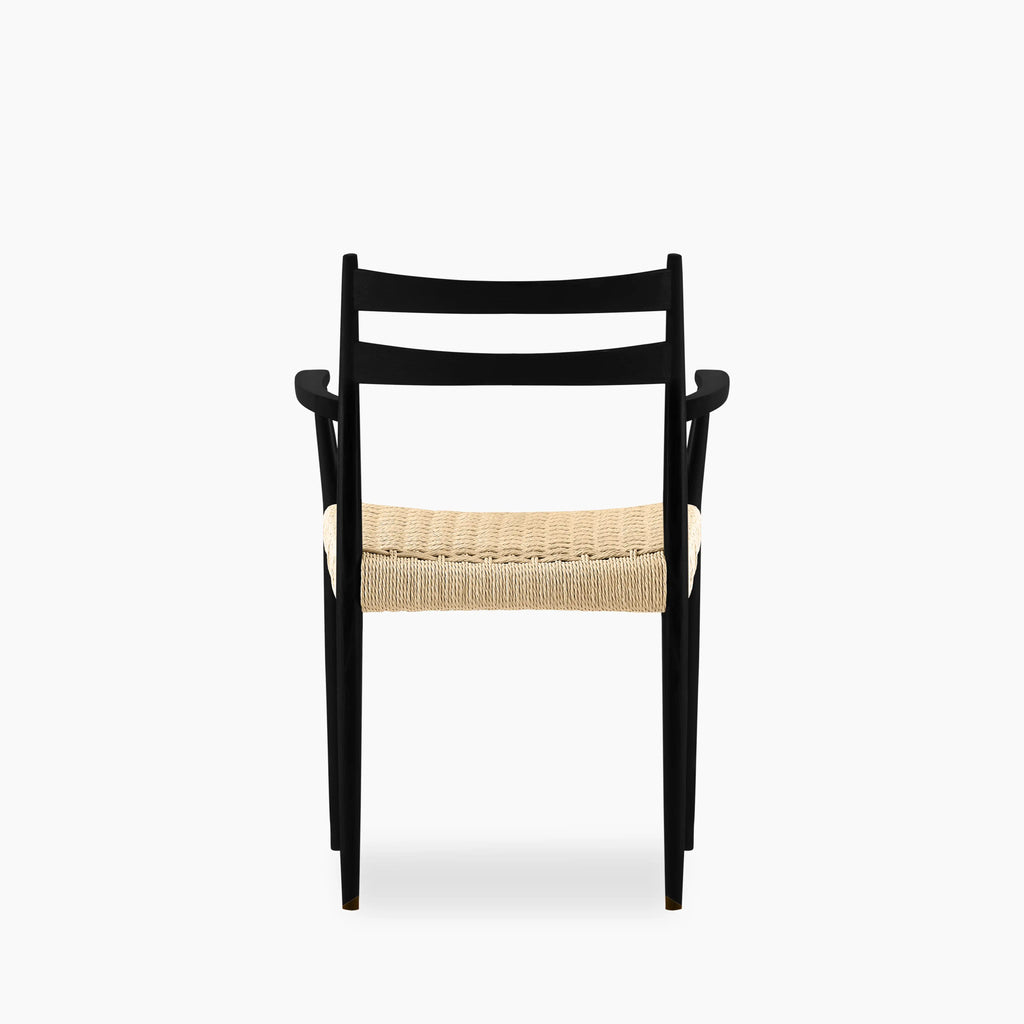 Caleb Wooden Carver Dining Chair | Natural Weave & Black