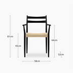 Caleb Wooden Carver Dining Chair | Natural Weave & Black