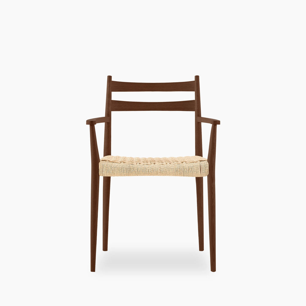 Caleb Wooden Carver Dining Chair | Natural Weave & Walnut