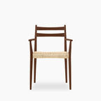 Caleb Wooden Carver Dining Chair | Natural Weave & Walnut