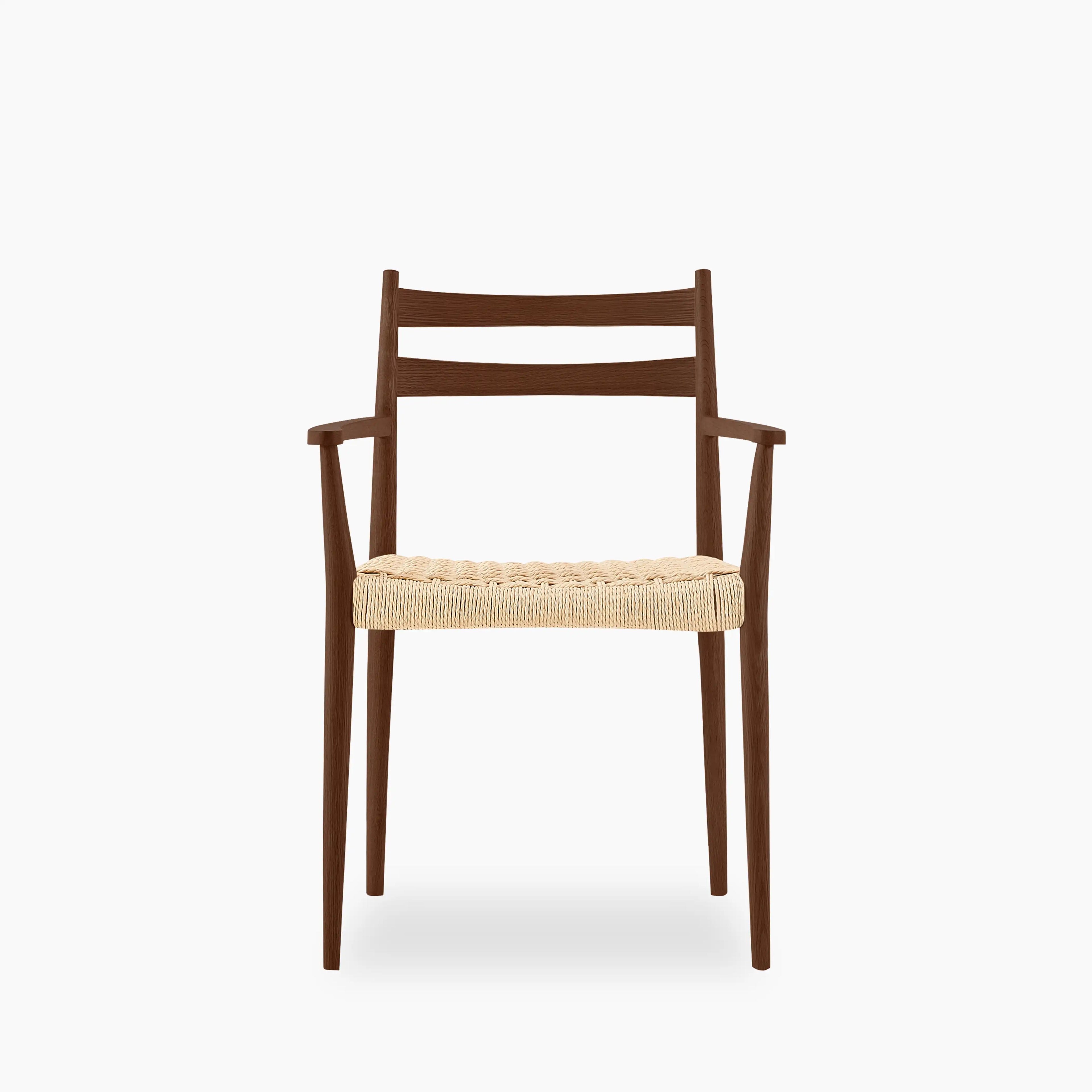 Caleb Wooden Carver Dining Chair | Natural Weave & Walnut