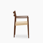 Caleb Wooden Carver Dining Chair | Natural Weave & Walnut
