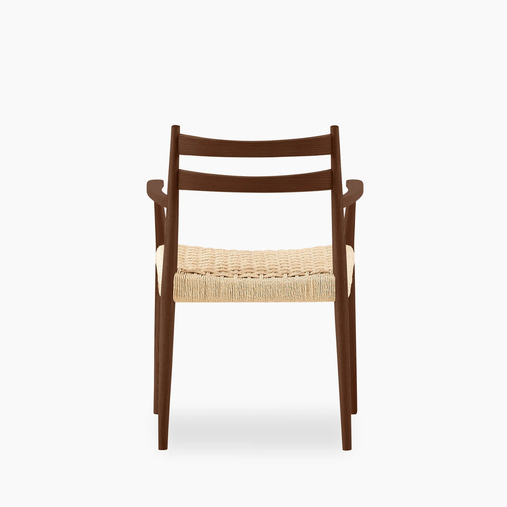 Caleb Wooden Carver Dining Chair | Natural Weave & Walnut