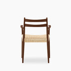 Caleb Wooden Carver Dining Chair | Natural Weave & Walnut