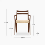 Caleb Wooden Carver Dining Chair | Natural Weave & Walnut