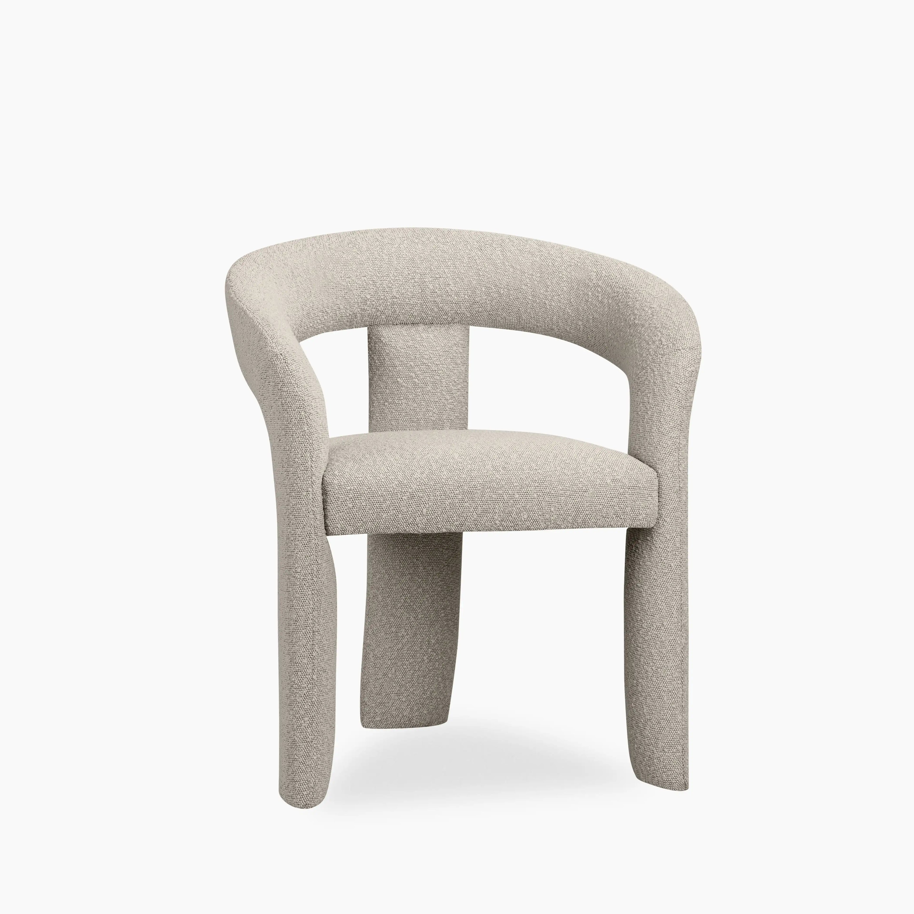 Bellamy Carver Dining Chair | Speckled Stone Sustainable Boucle