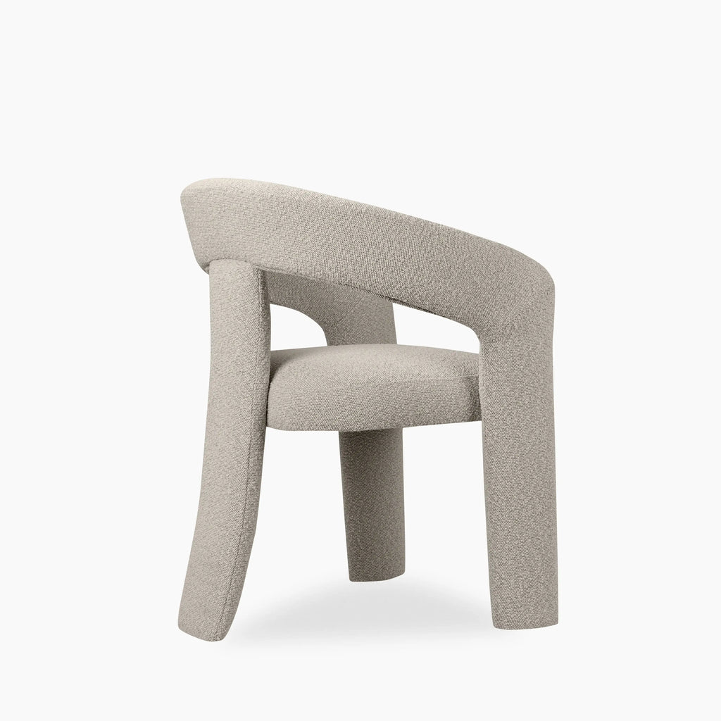 Bellamy Carver Dining Chair | Speckled Stone Sustainable Boucle