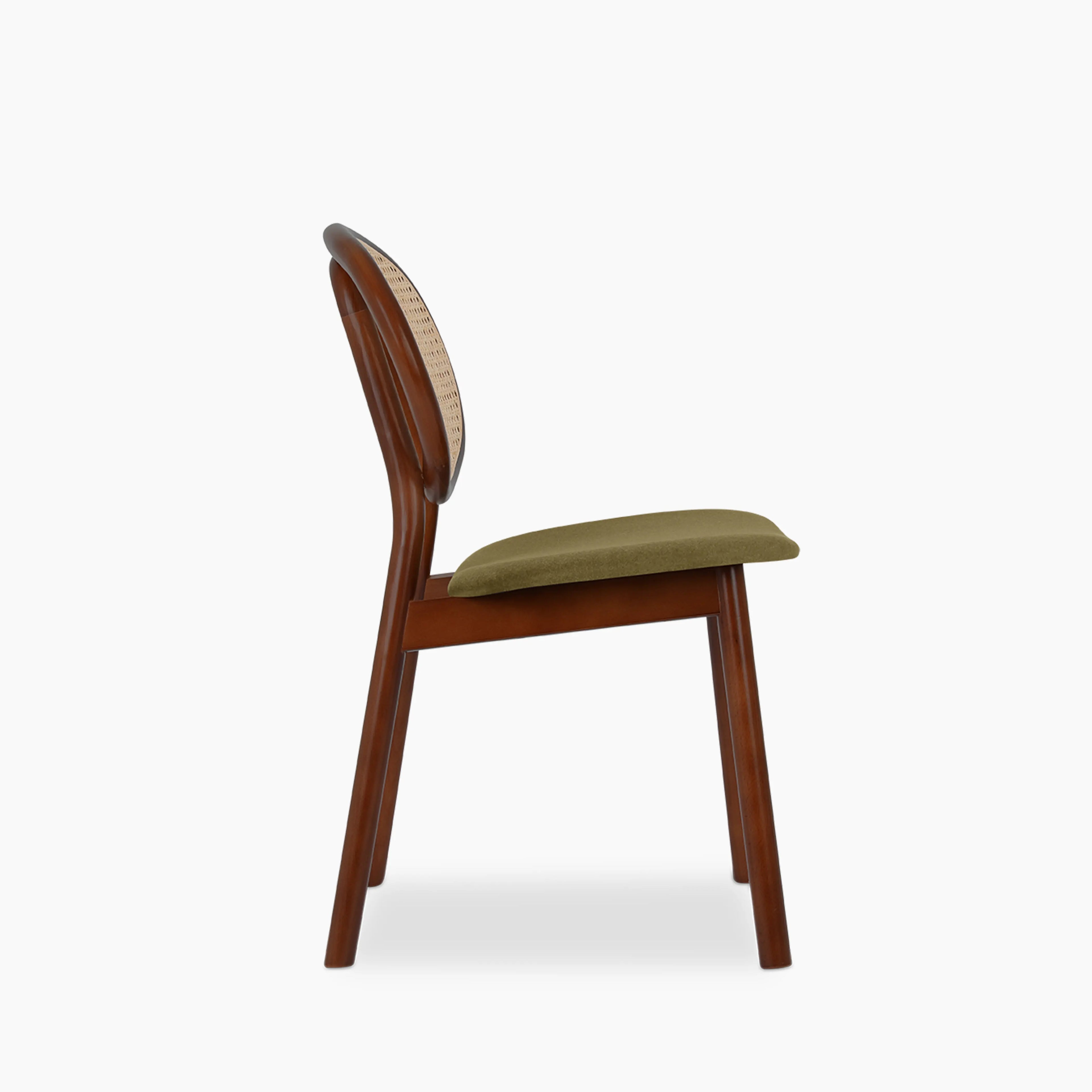 Willow Wooden Dining Chair | Moss Green Sustainable Mohair Velvet & Walnut