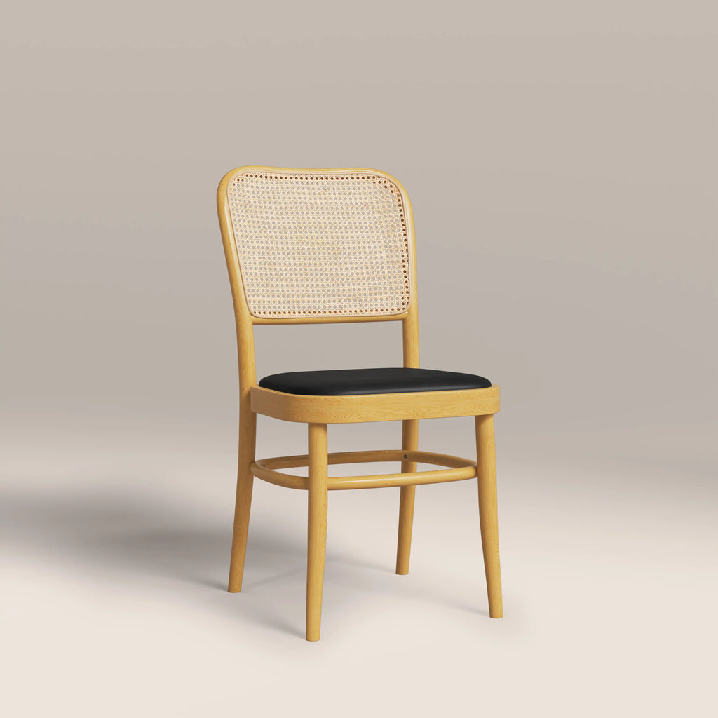 Bourne Wooden Dining Chair | Vintage Black Faux Leather & Oak