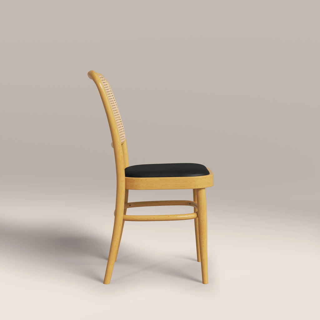 Bourne Wooden Dining Chair | Vintage Black Faux Leather & Oak