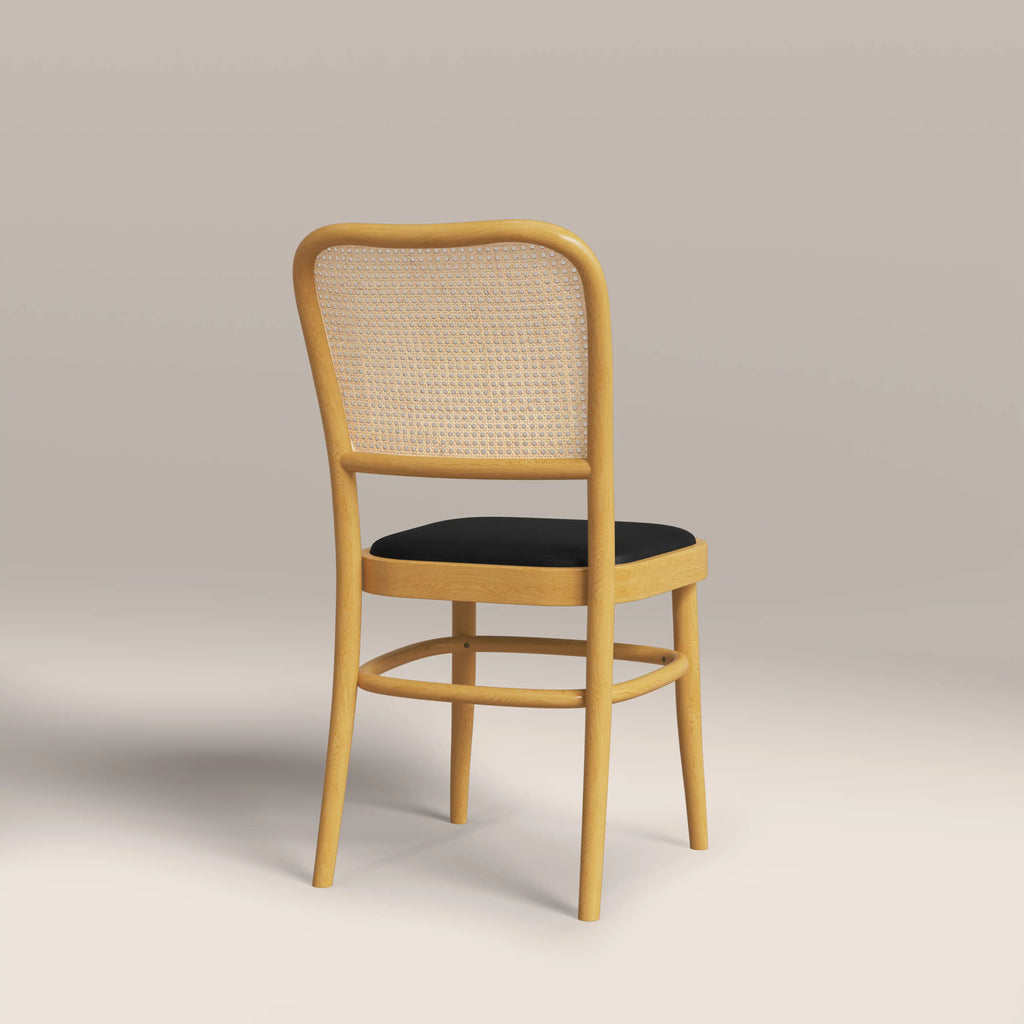 Bourne Wooden Dining Chair | Vintage Black Faux Leather & Oak