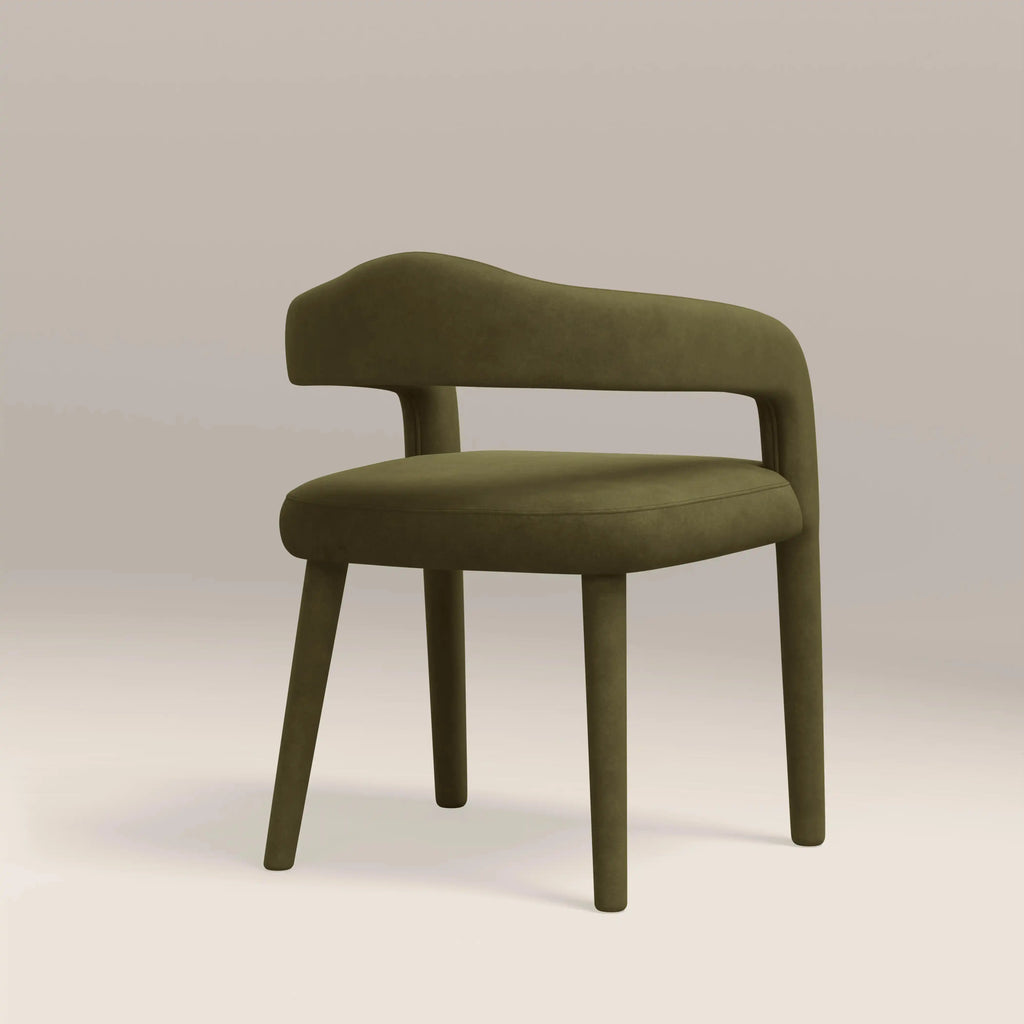 Ophelia Carver Dining Chair | Moss Green Sustainable Mohair Velvet