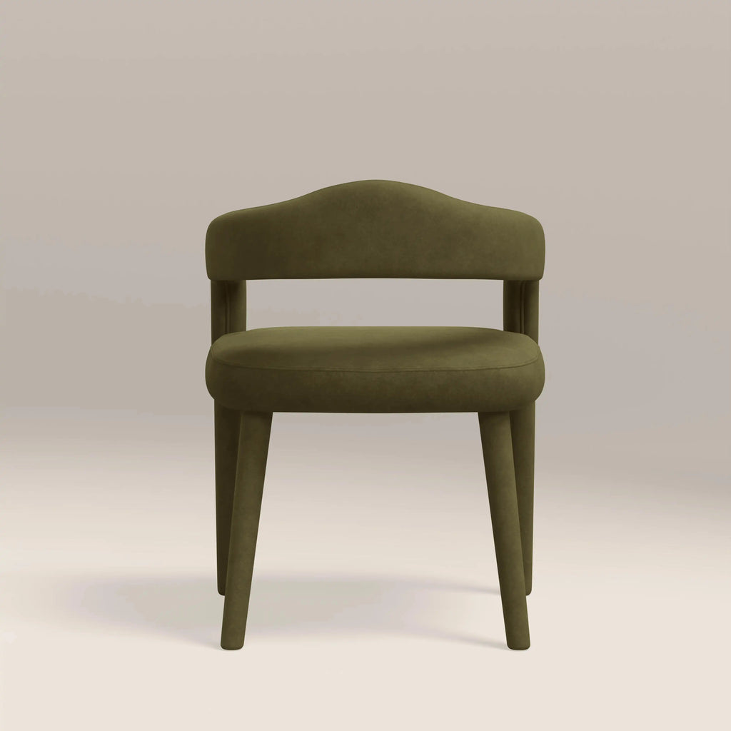 Ophelia Carver Dining Chair | Moss Green Sustainable Mohair Velvet