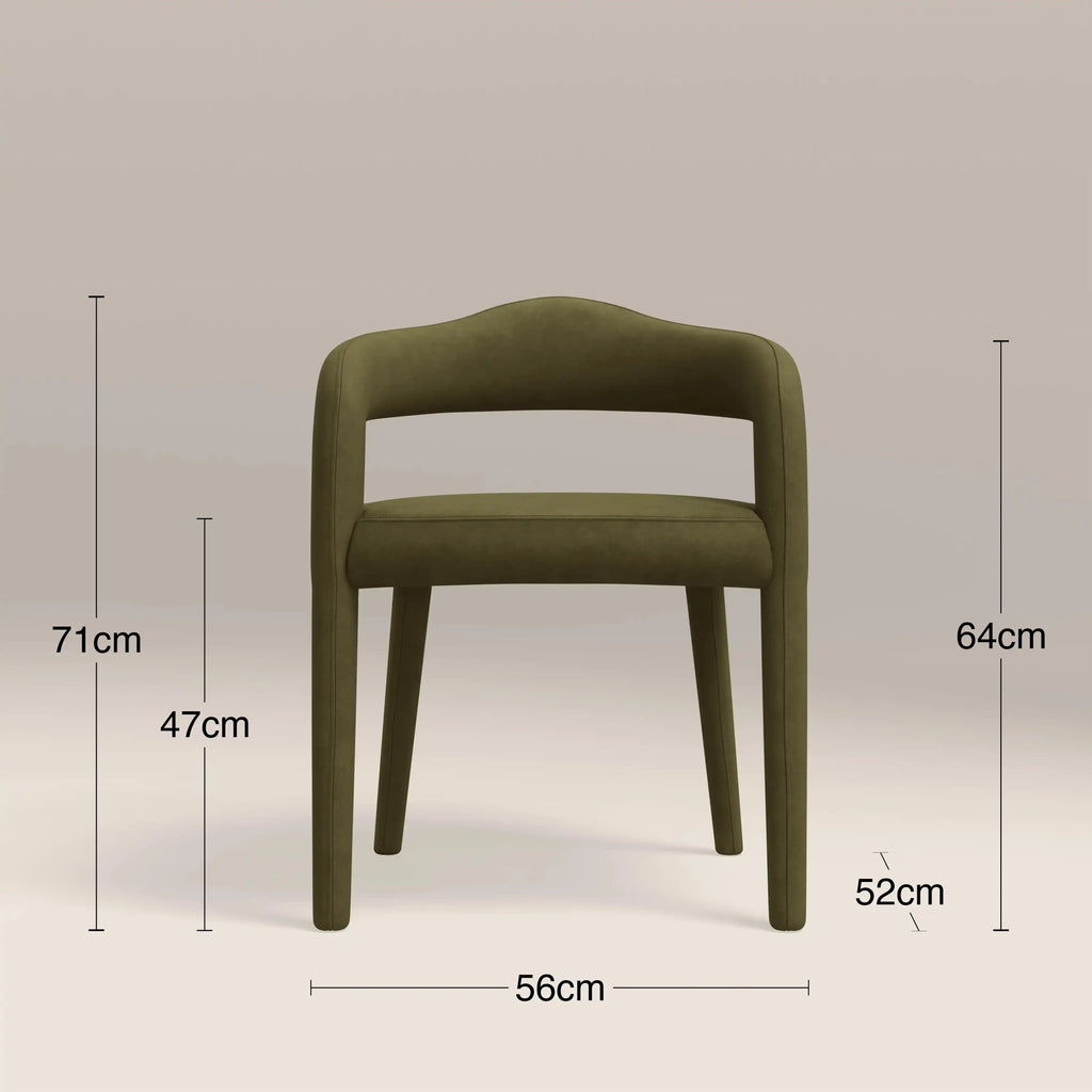 Ophelia Carver Dining Chair | Moss Green Sustainable Mohair Velvet