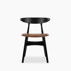 Malmros Wooden Dining Chair | Vintage Tan Faux Leather & Black