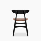 Malmros Wooden Dining Chair | Vintage Tan Faux Leather & Black