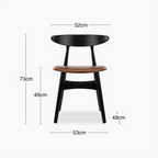 Malmros Wooden Dining Chair | Vintage Tan Faux Leather & Black