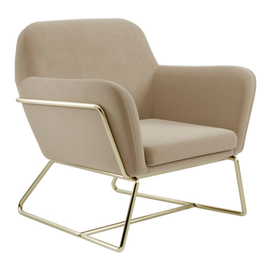 Theodore Armchair - Beige Velvet & Gold