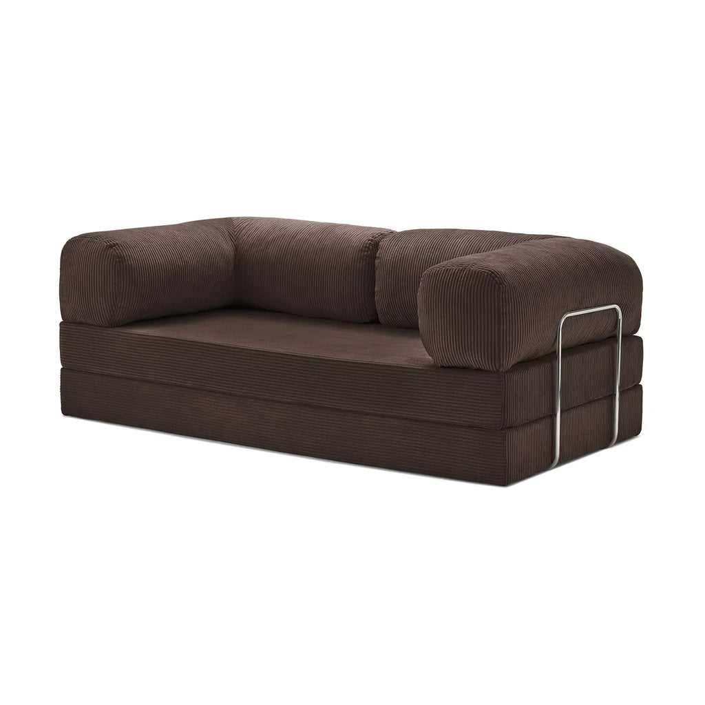 Nubo Compact Brown Canape Sofa - Compressed for Easy Shipping