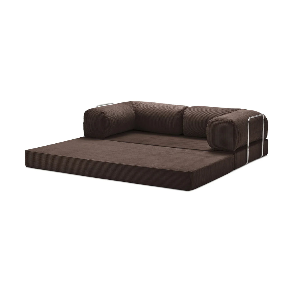 Nubo Compact Brown Canape Sofa - Compressed for Easy Shipping
