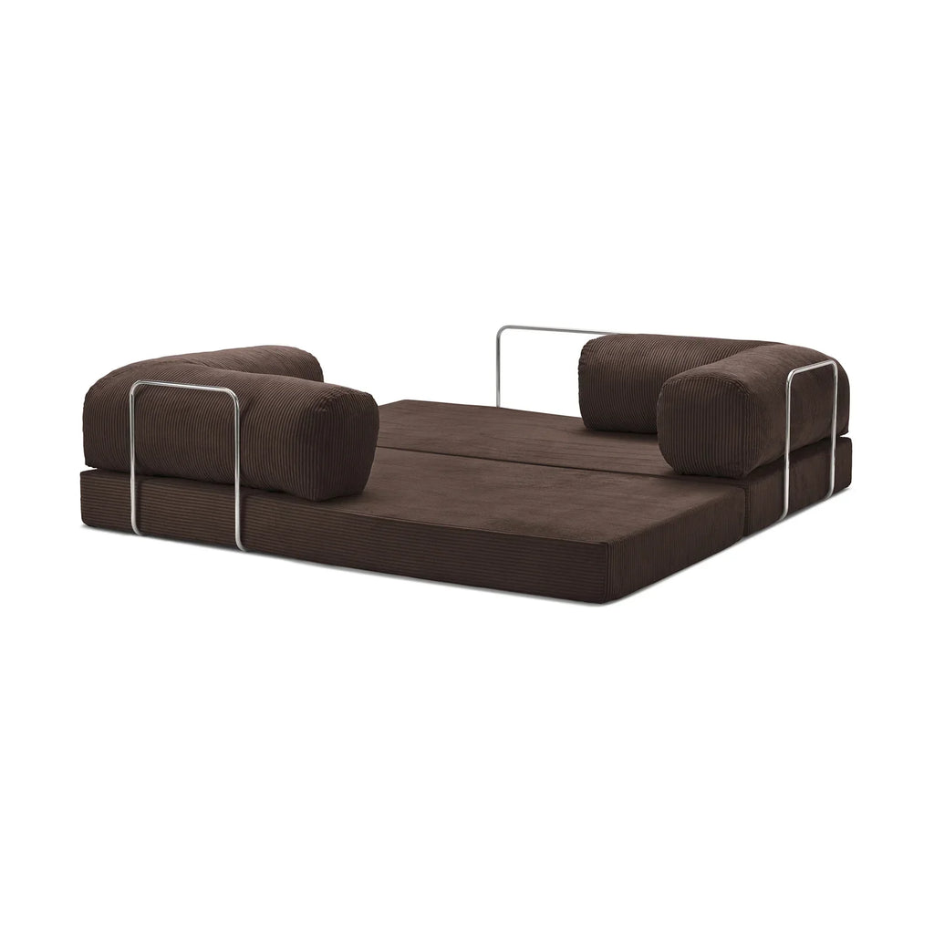 Nubo Compact Brown Canape Sofa - Compressed for Easy Shipping