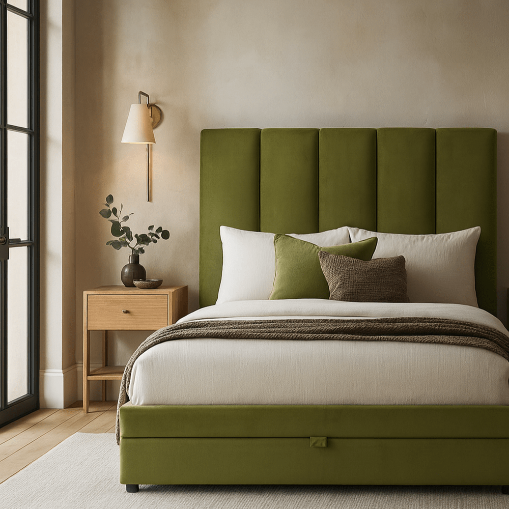 Donato Double Bed - Olive Green