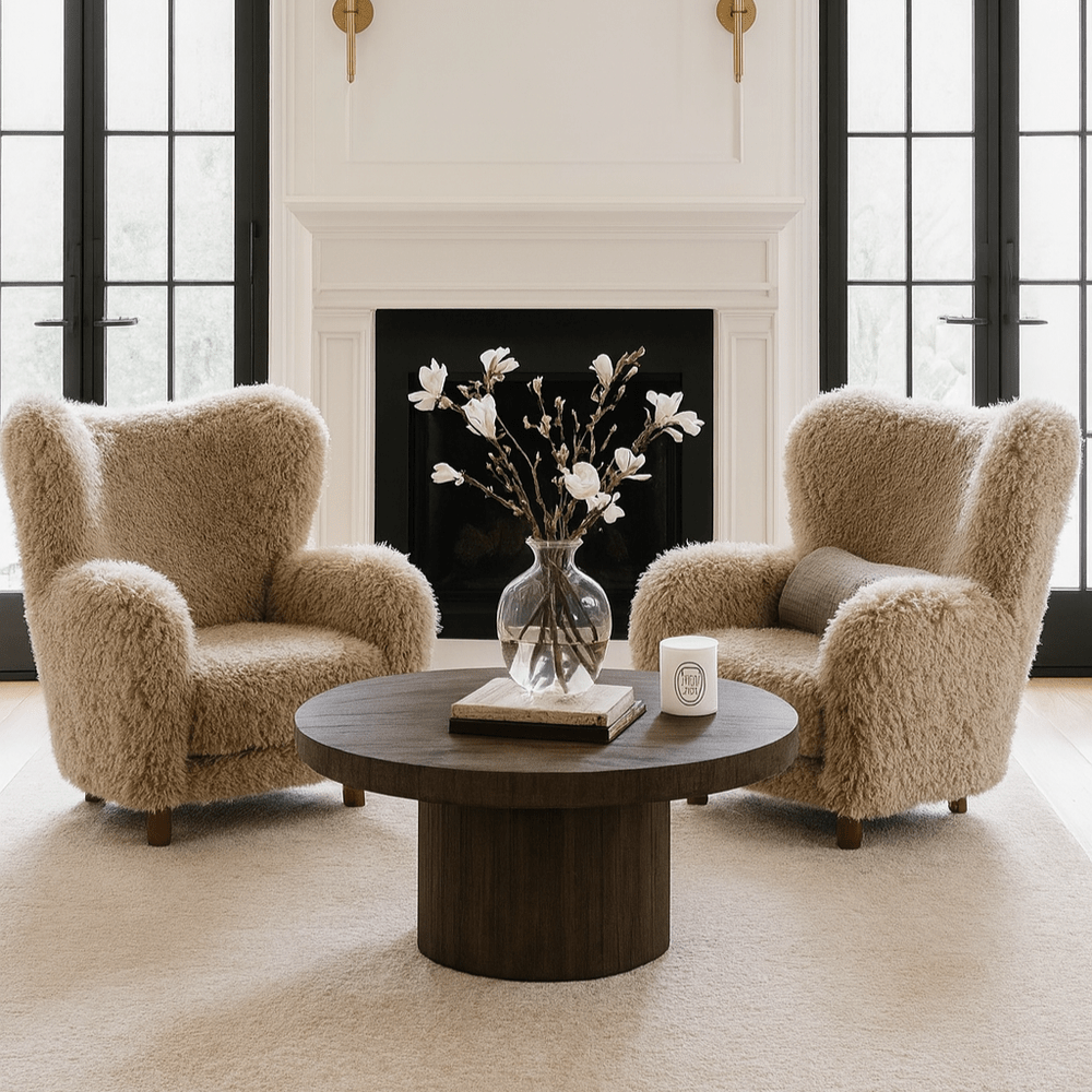 Wallace Faux Sheepskin Armchair - Coffee