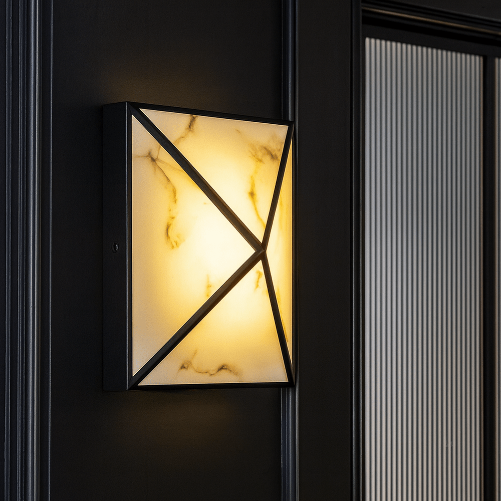 Abacus Wall Lamp - Black & Alabaster Effect