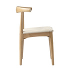 Arley Set of 2 Beech Wood Dining Chairs, Natural and Light Taupe Striped