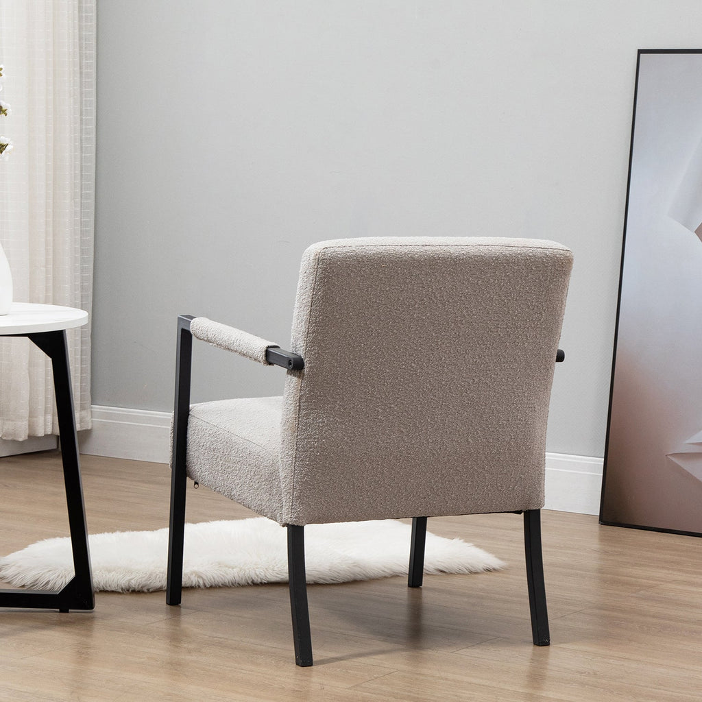 Hatton Steel Frame Boucle Accent Chair (Grey)