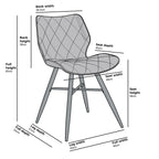 Set of 2 Ampney Diamond Stitch Orange Velvet Dining Chair Set of 2 with Metal Legs