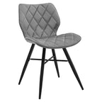 Set of 2 Ampney Diamond Stitch Light Grey Velvet Dining Chair Set of 2 with Metal Legs