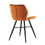 Set of 2 Ampney Diamond Stitch Orange Velvet Dining Chair Set of 2 with Metal Legs