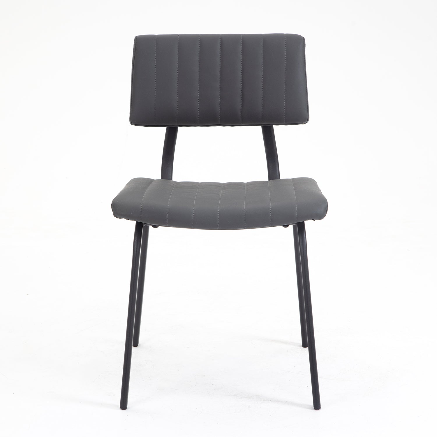 Charlecote Set of 2 Fluted Dining Chairs (Dark Grey PU)