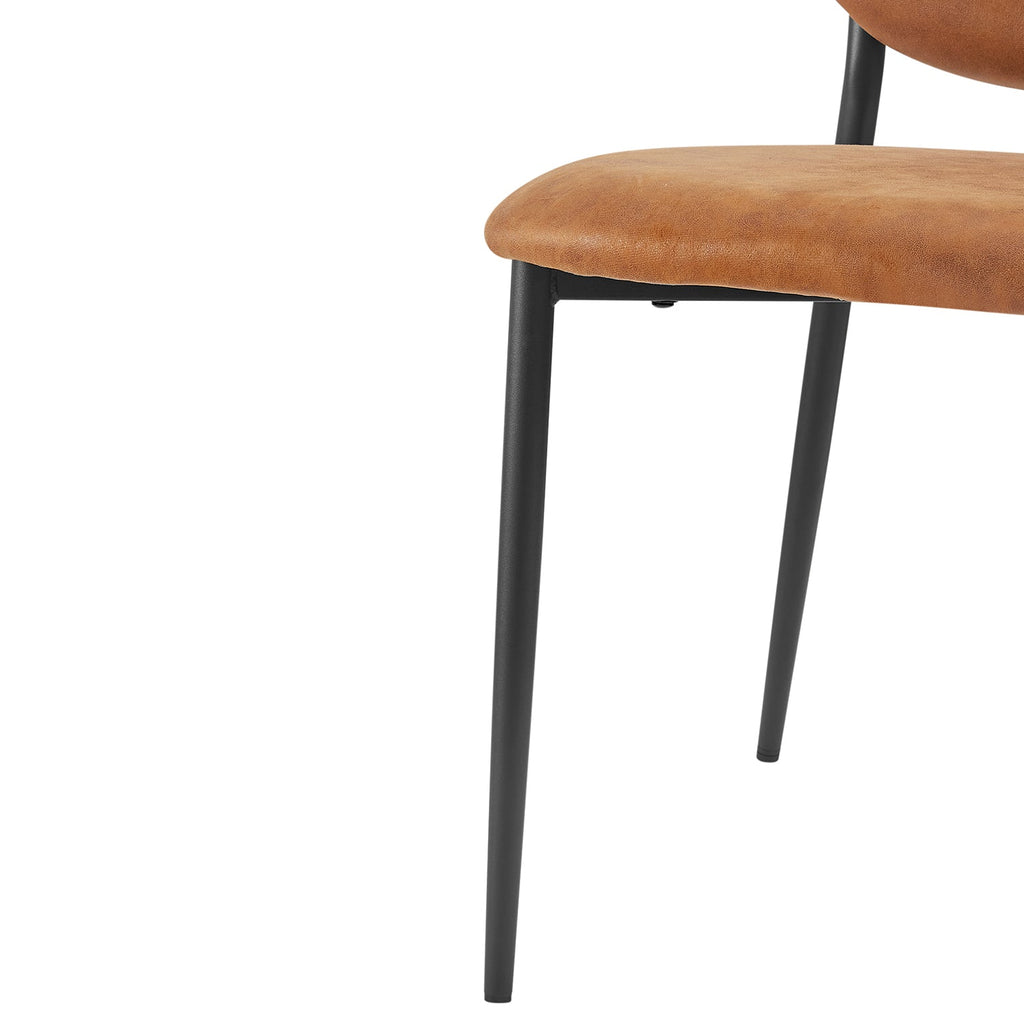 Kelmarsh Set of 2 Cognac Colour Vegan Leather Upholstered Dining Chairs