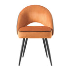 Oakley Set of 2 Orange Velvet Upholstered Dining Chairs with Contrast Piping