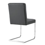 Keyston Set of 2 Dark Grey PU Leather Upholstered Dining Chairs with Chrome Legs