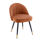 Miyae Set of 2 Pleated Burnt Orange Velvet Upholstered Dining Chairs