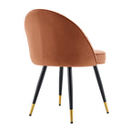 Miyae Set of 2 Pleated Burnt Orange Velvet Upholstered Dining Chairs