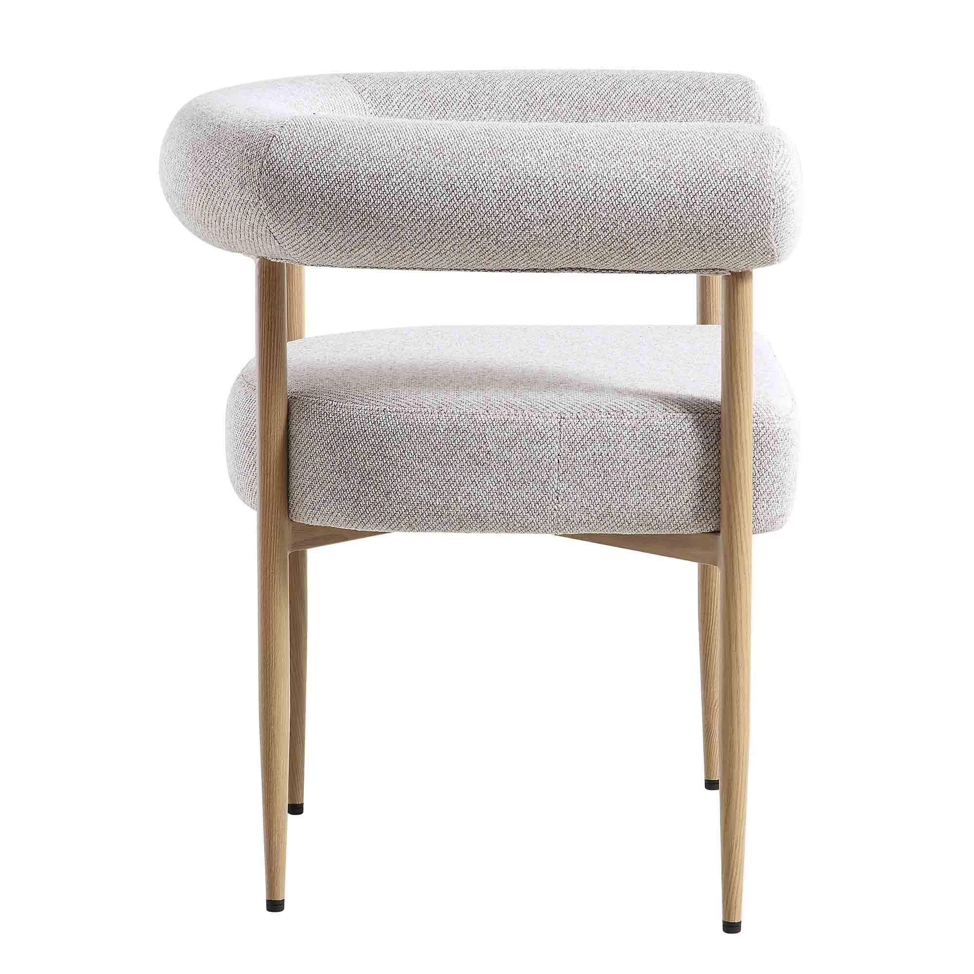 Fulbourn Beige Woven Dining Chair with Natural Wood Effect Legs