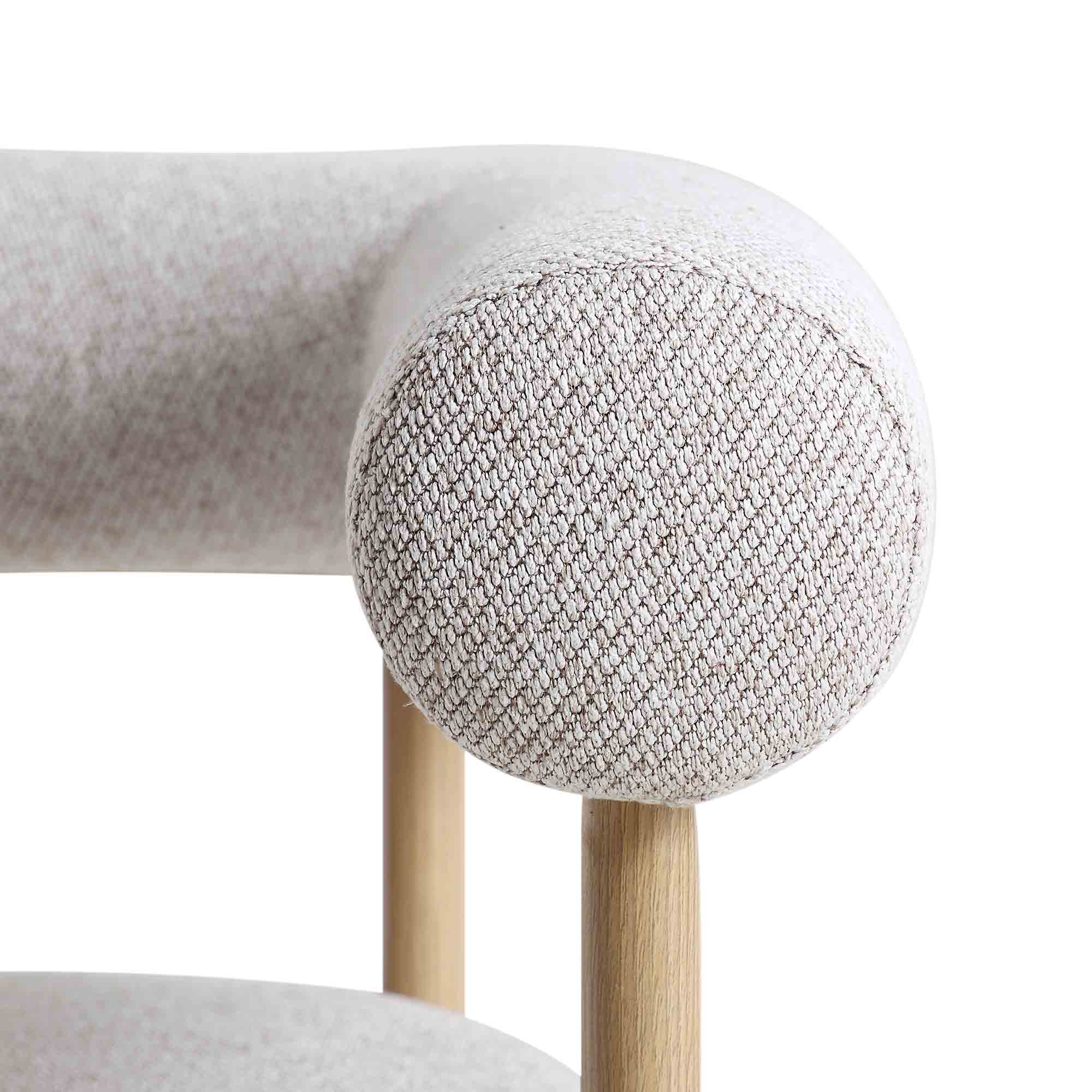 Fulbourn Beige Woven Dining Chair with Natural Wood Effect Legs