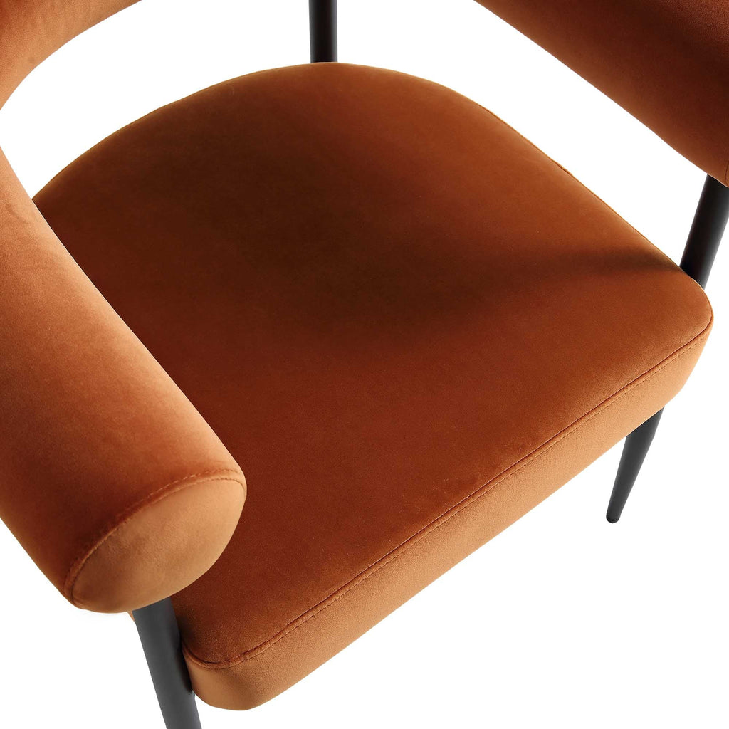 Fulbourn Rust Velvet Dining Chair with Black Legs