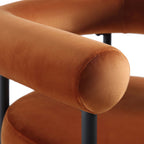 Fulbourn Rust Velvet Dining Chair with Black Legs