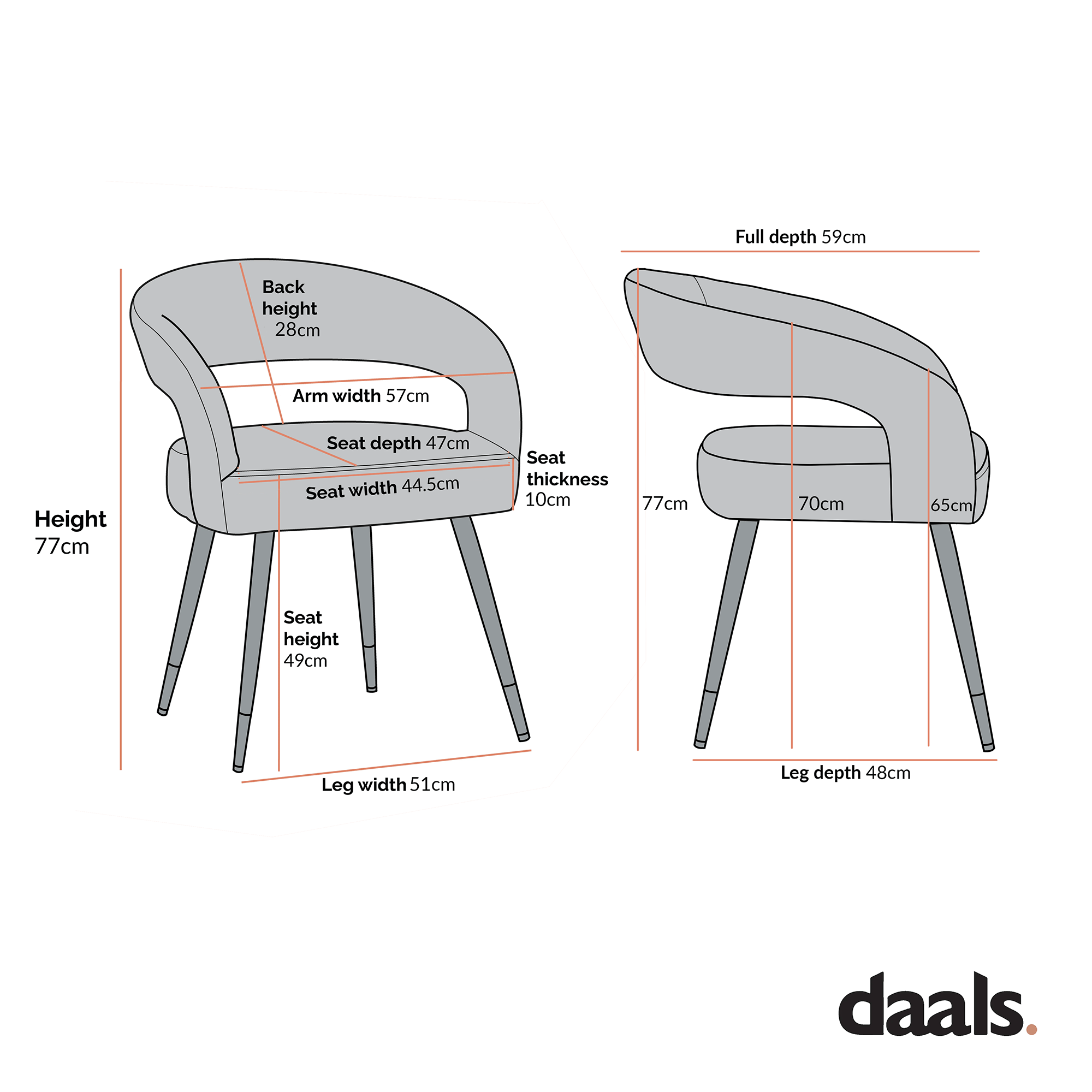 Laurel Wave Rust Velvet Set of 2 Dining Chairs